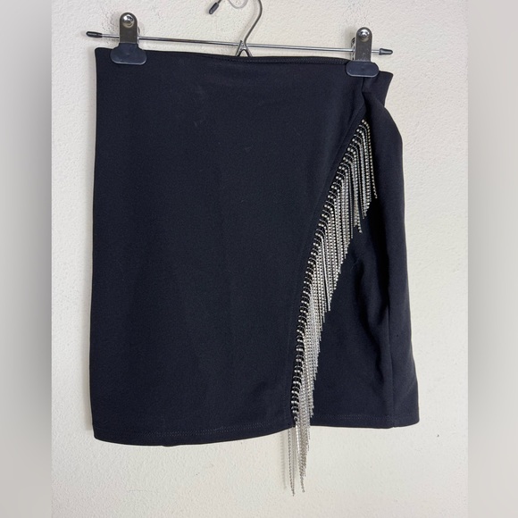 Windsor Dresses & Skirts - Windsor Black Mini Skirt with Silver Fringe